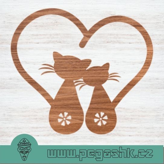 DŘEVĚNÉ SRDÍČKO - Love Cats 29 cm - Kliknutím na obrázek zavřete